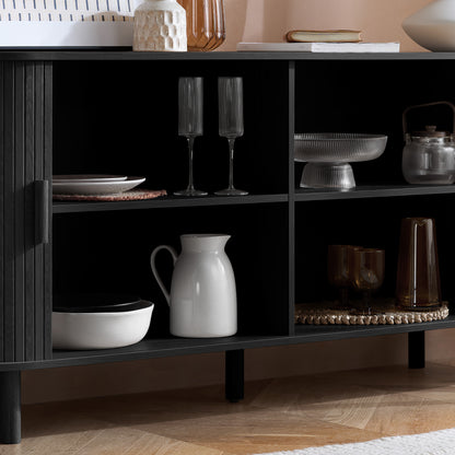 Axel 2 Door Black Fluted Sideboard