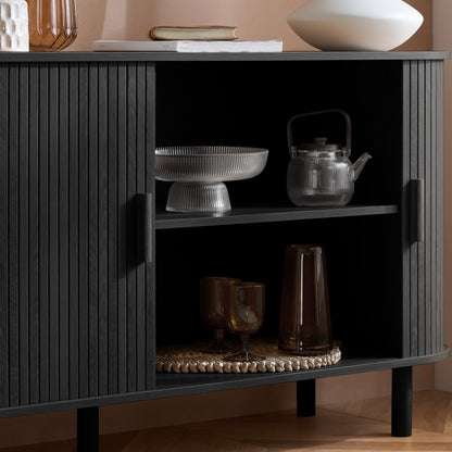 Axel 2 Door Black Fluted Sideboard