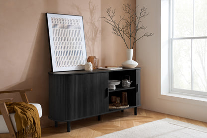 Axel 2 Door Black Fluted Sideboard