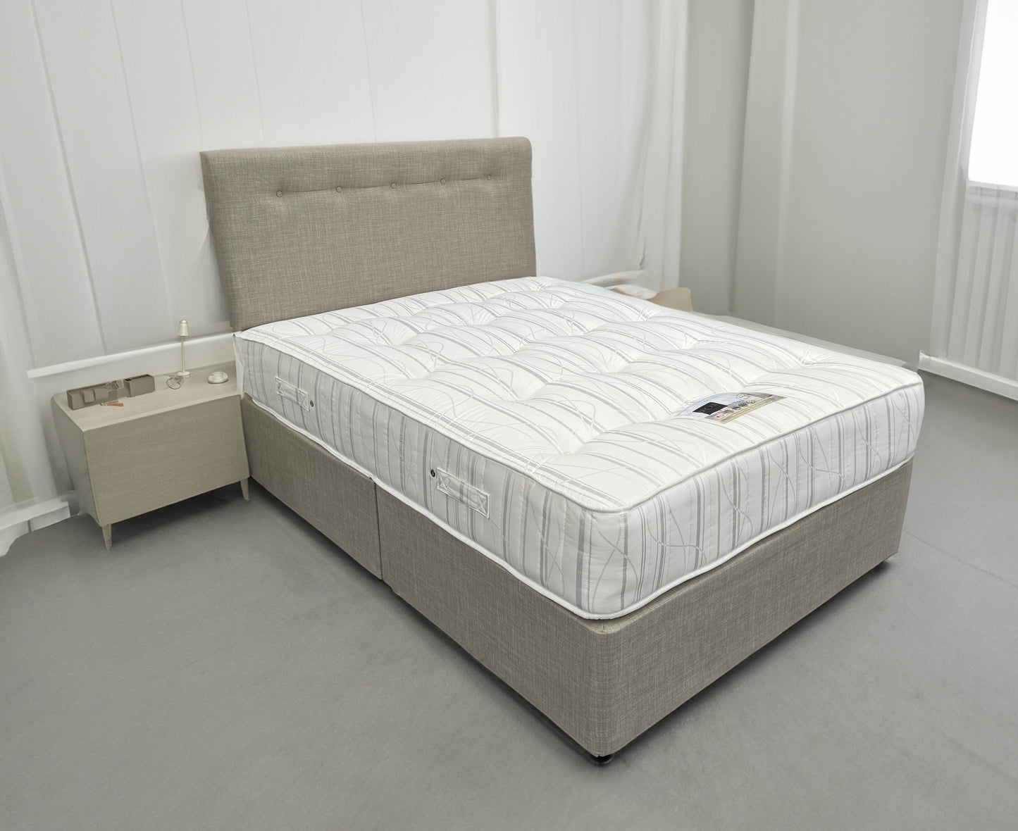 Cambella Complete Bed Set with Base, Headboard, and Mattress Double 4'6