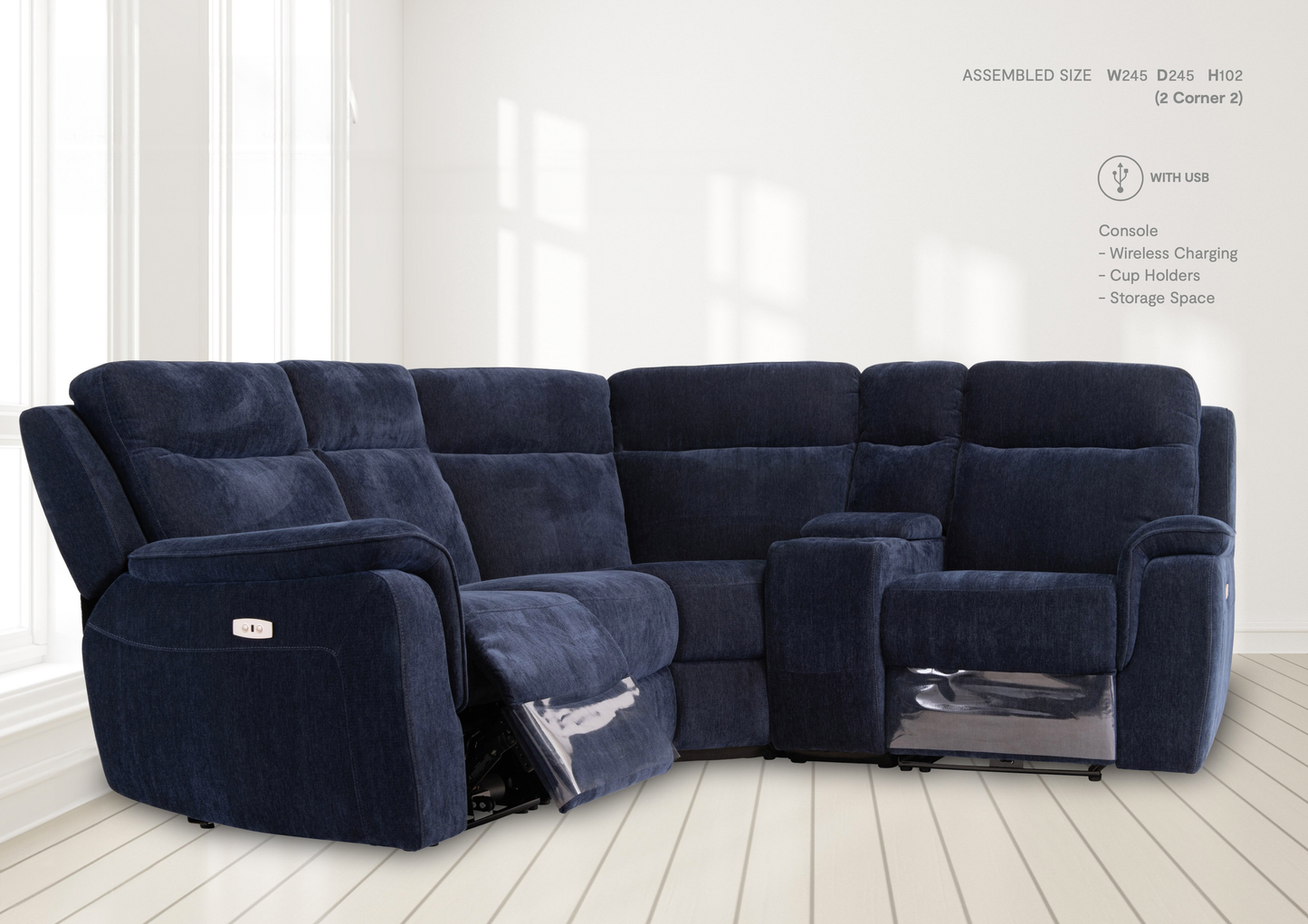 Salvatori Fabric Corner Sofa - 2 Colour Options