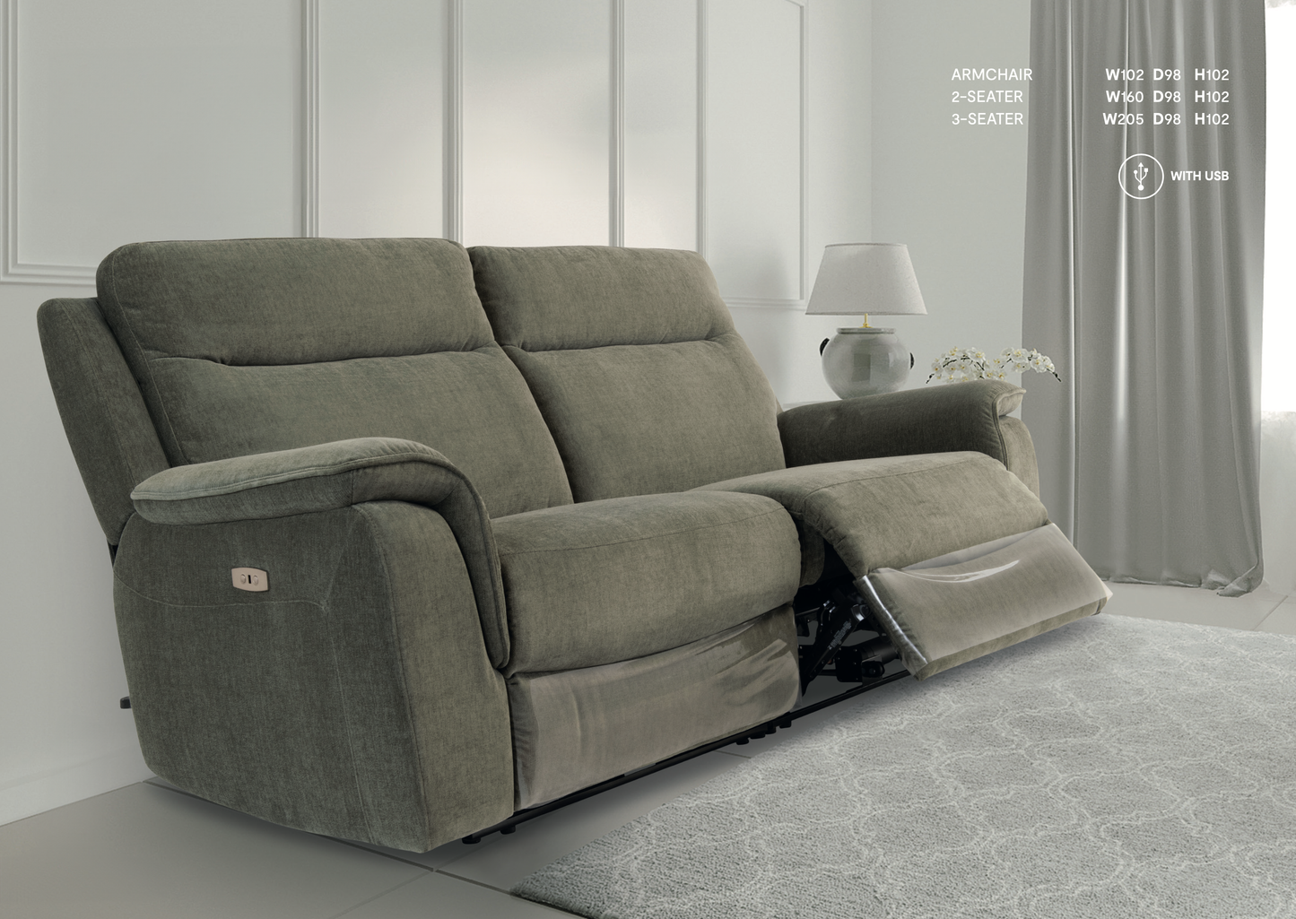 Salvatori Fabric Sofa - 3 Colour Options