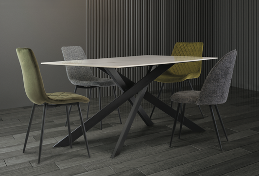 Aurora - Kass Gold /Black Leg 1.6M Dining Table