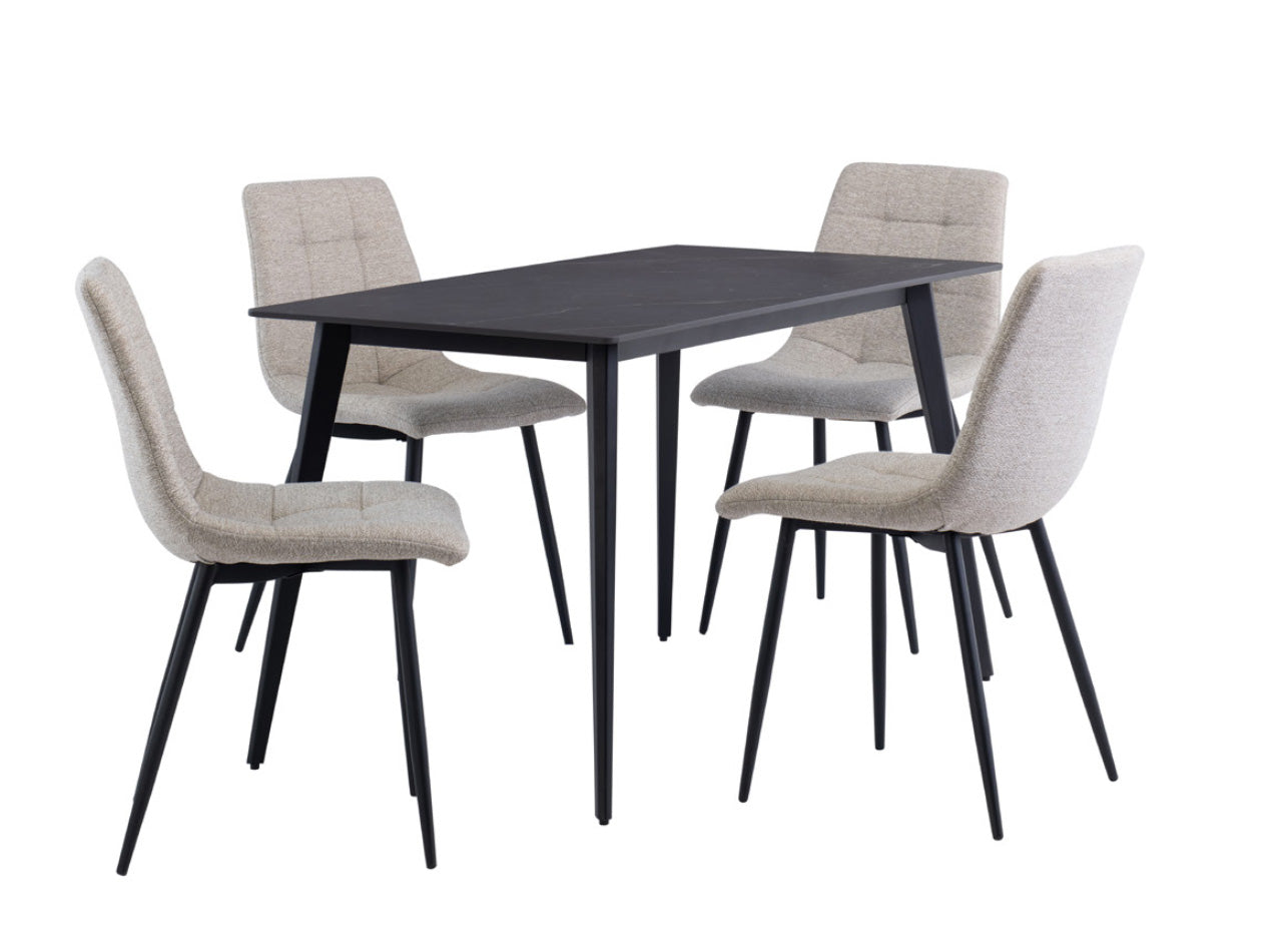 Thawa Matt Black 1.3M Dining Table