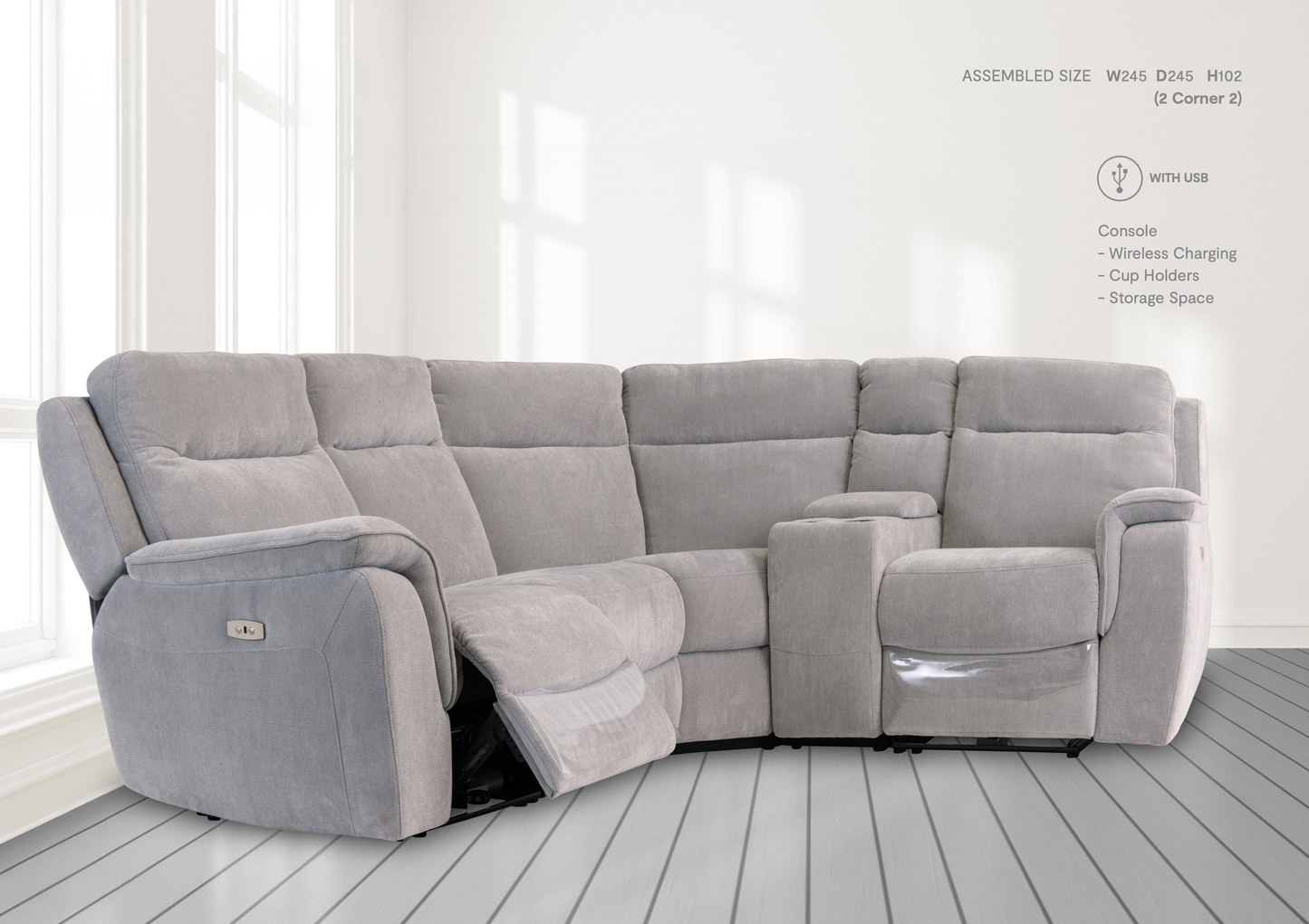 Salvatori Fabric Corner Sofa - 2 Colour Options