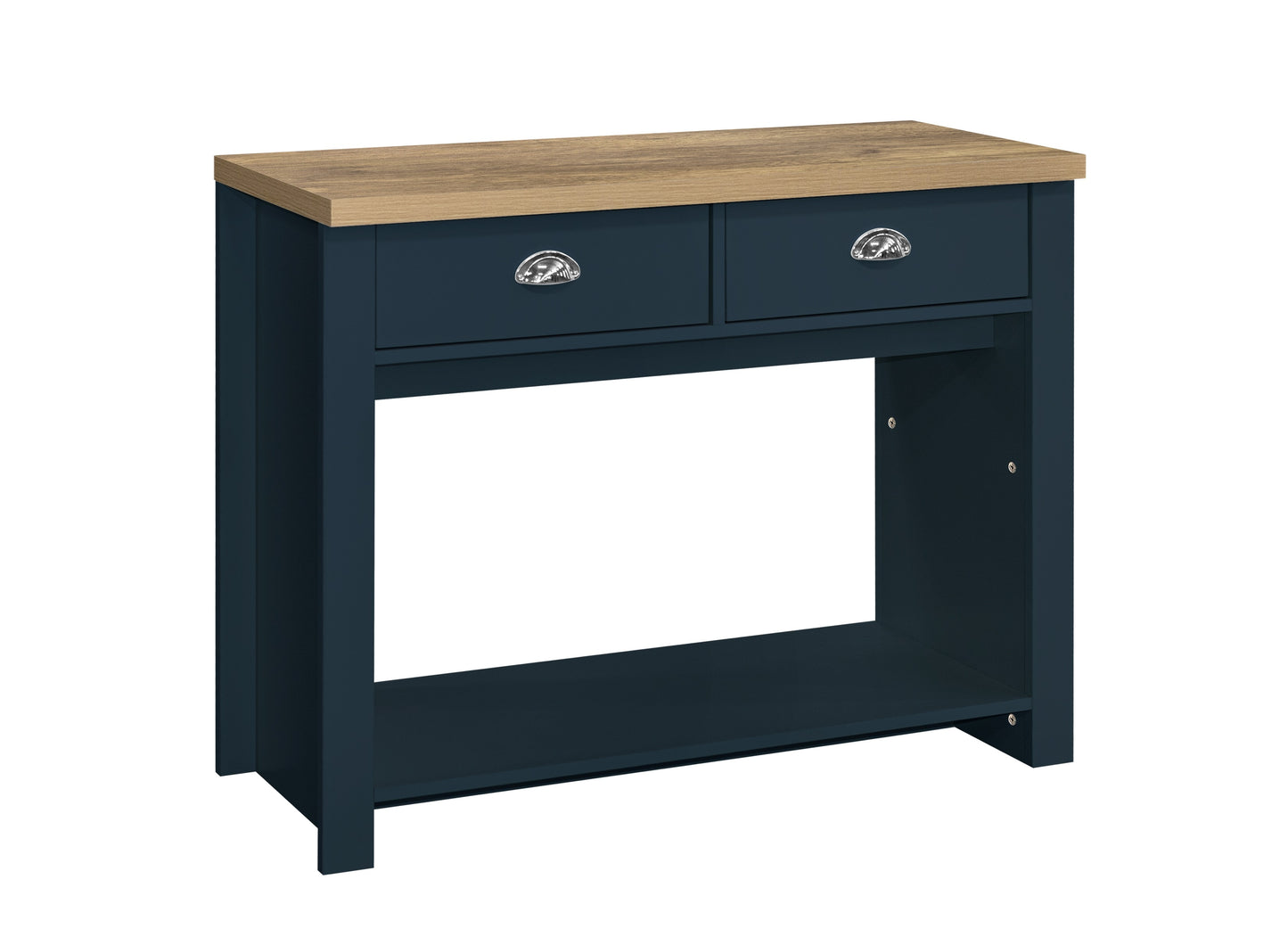 Highgate 2 Drawer Console Table Navy Blue & Oak