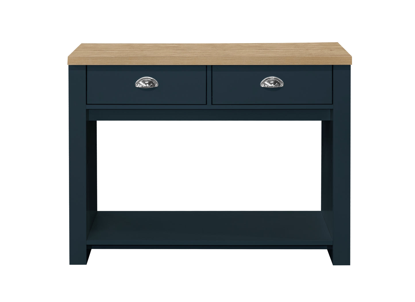 Highgate 2 Drawer Console Table Navy Blue & Oak