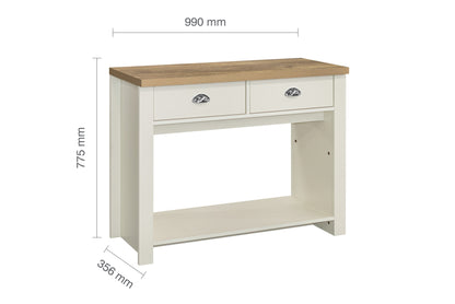 Highgate 2 Drawer Console Table Cream & Oak