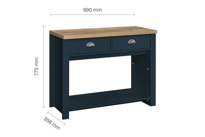 Highgate 2 Drawer Console Table Navy Blue & Oak