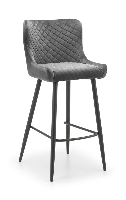 LUXE VELVET BAR STOOL - GREY